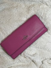 Coach Pink Solid Wallet w/ Logo, Zipper Coin Pocket  Credit Card Slots