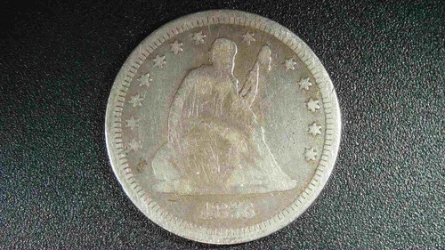 1876-CC Seated Liberty Quarter 25c Silver Carson City VG Condition Ungraded