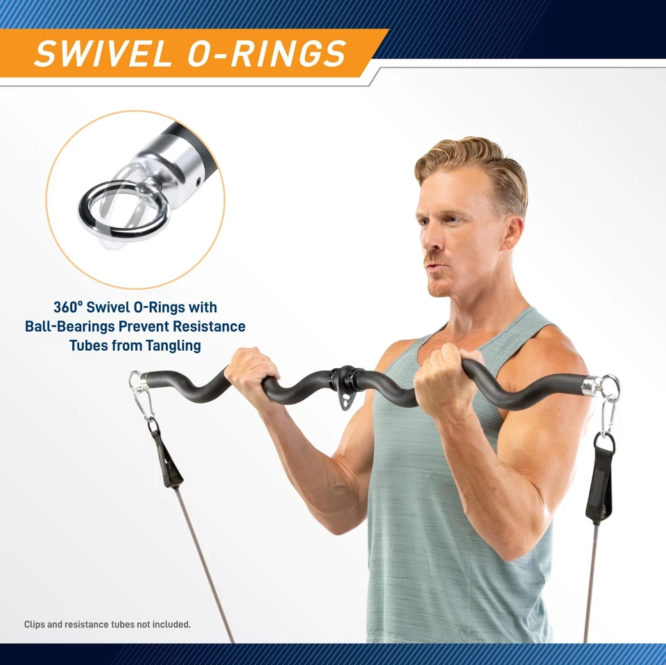 Barra de rizos de ejercicio de lujo para dorsales, rizos y más para entrenamientos de gimnasio en casa BBEB-... Foto 4 de 4