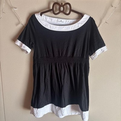 Courreges black white short sleeve top size 38