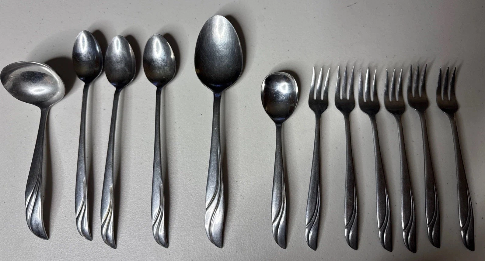 Japan stainless UNF 155 set Ladle Ice Tea Serving Spoon Cockta Fork Wave design