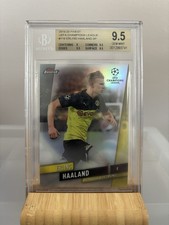 2019-20 Topps Finest Erling Haaland BGS 9.5 SP Rookie Refractor Card #116 (RC). rookie card picture