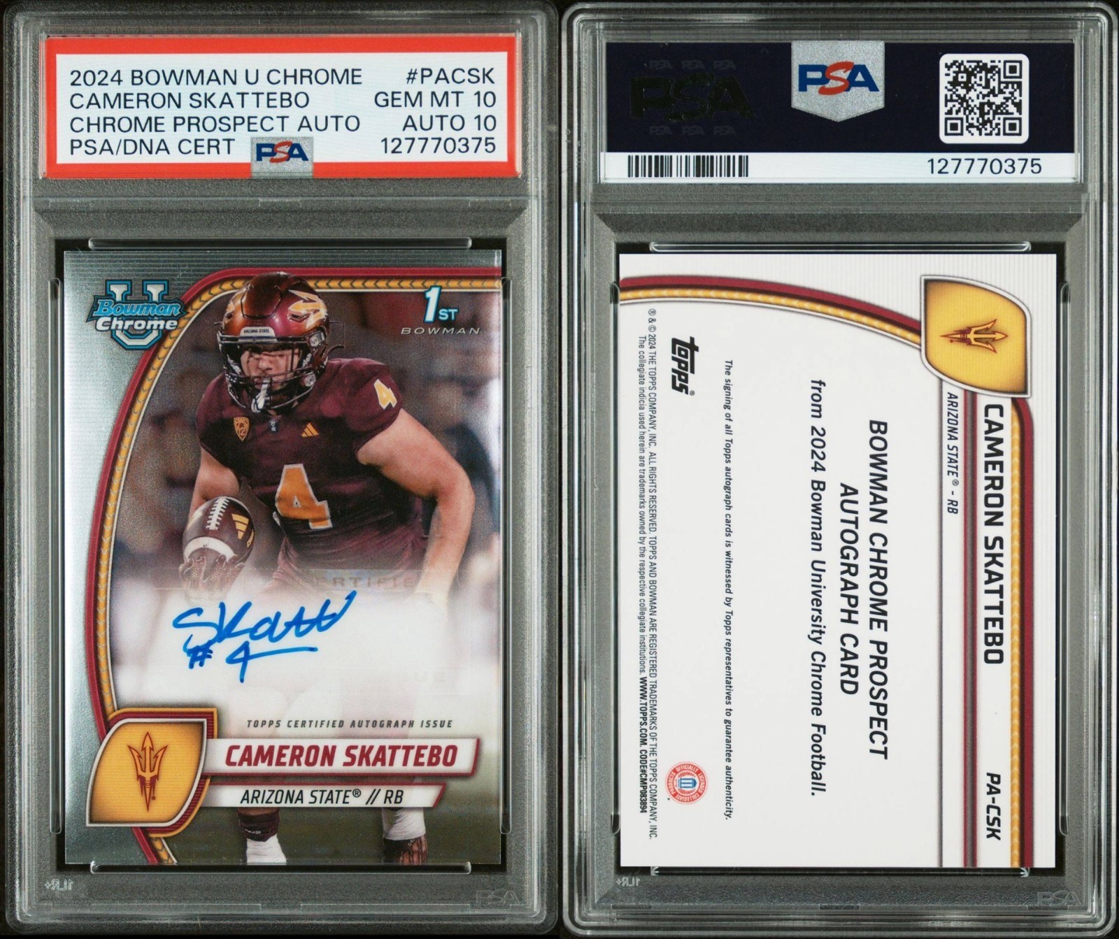 🔥📈Just Graded🔥2024 Bowman U Chrome Cameron Skattebo Auto🔥PSA 10/Auto 10🔥