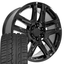 Oe Wheels Cv63 22x9 Black Wheels 28545r22 As Tires Set 6x139.7 28et