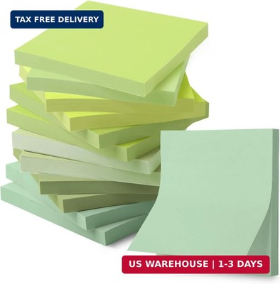 - Sticky Notes, 3 x3 , 12 Pads, 600 Sheets, Shades of Green Sticky Notes 3x3
