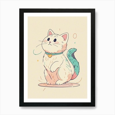 Kawaii Cat 1 Art Print Framed Wall Art Poster Canvas Print Picture