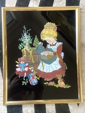 Vintage Foil Art Baby Girl Kitten Presents Winter Holidays by Kafka 8x10"