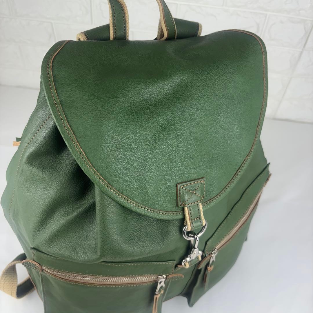 Porter Structure Leather Backpack Green Genuine L… - image 11