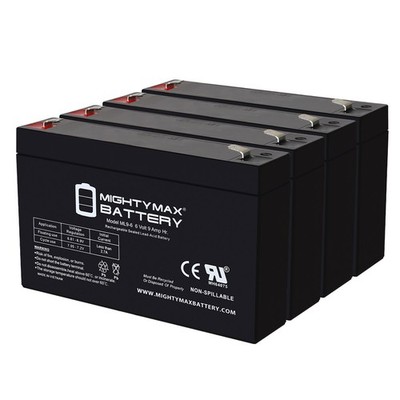 Mighty Max 6V, 9Ah, AGM, F2 Battery Compatible with Dyna-Ray 556, 566 - 4 Pack