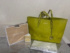 Michael Kors Jet Set Tote Bag In Apple Lime Colour Saffiano Leather