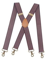 Timiot Mens Suspender 4 Swivel Strong Hooks Adjustable Braces Burgundy Stripe