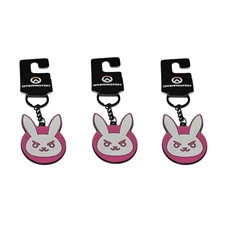 Lot of 3 Overwatch D.va Bunny  Logo Metal Keychains