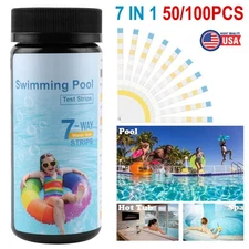7-in-1 Pool Test Strips 50/100 Strips Spa Hot Tub Water Hardness Chlorine pH New