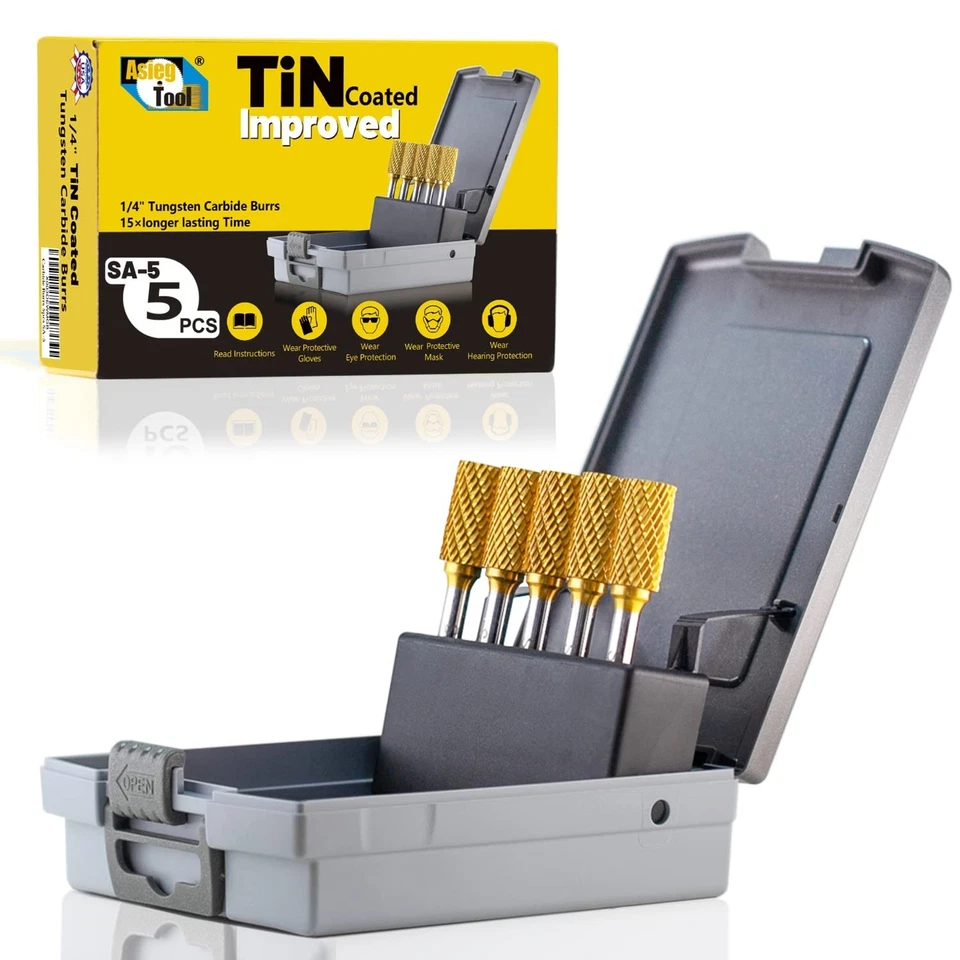 5-Piece Tungsten Carbide Burr Set: Double Cut Rotary File for Precision Crafting - Image 3 of 4