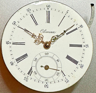 *Vintage 45.7mm CLIMAX SWISS  7J POCKET WATCH Movement Nice Dial For Repair  L42