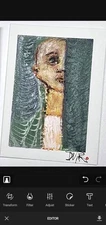 Original ACEO Girl Hiding–Oil Pastel Painting by the Artist "METAMORPHOSIS"
