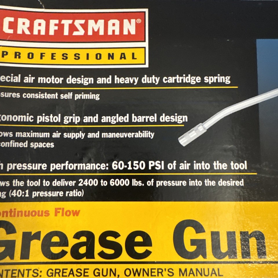 Sears Craftsman Professional Pneumatic Grease Gun Air Drive 20484 ...