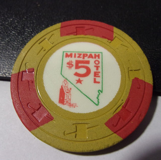 MIZPAH HOTEL CASINO $5 hotel casino gaming poker chip Tonopah NV