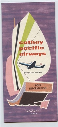 Cathay Pacific Airways Port Information Brochure Route Map 1950's