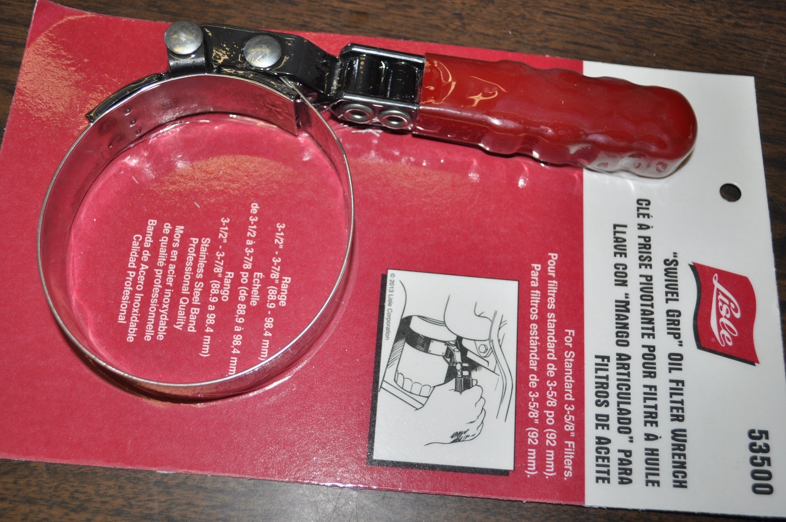 Lisle 53500 Heavy Duty Swivel Grip Oil Filter Wrench Range 3 1/2" to 3