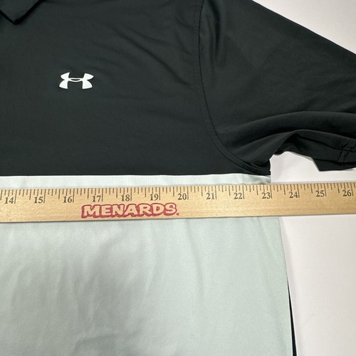 Polo Under Armour The Playoff para hombre XL elástico manga corta golf negro blanco verde azulado - Imagen 4 de 5