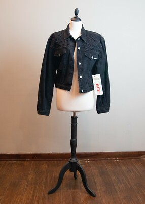 NOS NWT 1980s Vintage Jordache Black Denim Jacket RN 69716 Women's