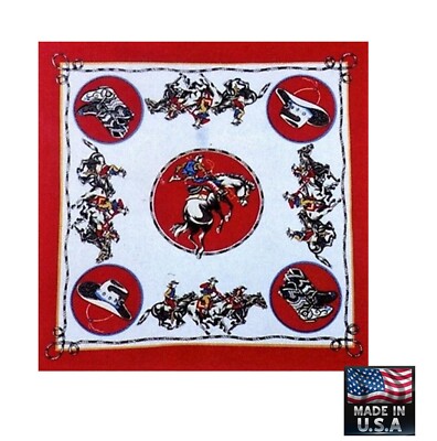 *USA Made RODEO COWBOY WESTERN Boots Hat RED Bandana Face Mask Neck Scarf Head 