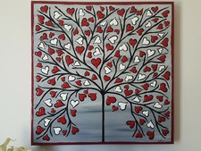QUADRO MODERNO ASTRATTO DIPINTO A MANO ALBERO DELLA VITA  60x60x4cm  RIF136