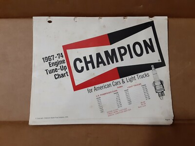 #ad 1967 1974 Champion Engine Tune Up Chart amp; Part Reference Guide $18.00