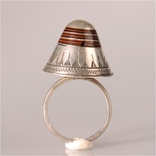 13826 Fine Tuareg Silver Ring Silver Ebony Agadez Niger