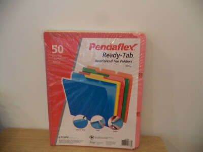 Pendaflex Ready-Tab File Folders, Letter, Assorted Colors, 50 Folders (PFX42338)