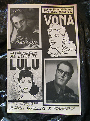 Partition Vona Francis Baxter Lulu Joe Lefebvre Valse Musette