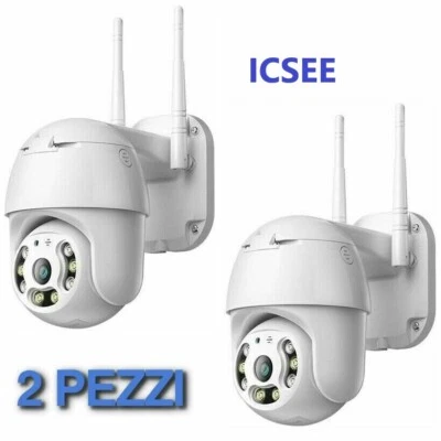 2X TELECAMERA IP CAM PTZ WIFI CAMERA DOME WIRELESS ESTERNO APP ICSEE MICRO SD