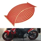 Red 16pcs 8mm Motorbike Car Reflective Rim Tape Wheel Sticker Trim Motorcycle
