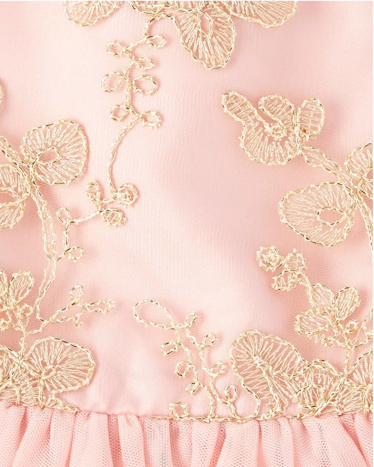 Nuevo con etiquetas Vestido de encaje bordado para niñas Children’s Place - Rosa y dorado talla 16 Foto 4 de 4