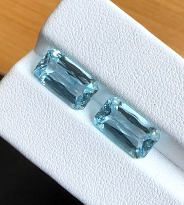 6.70ct Octagon Cut Aquamarine Match Pair | 12x7MM SIZE | Natural Gem from India