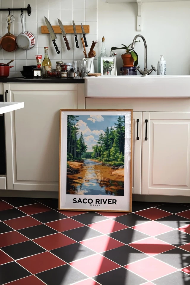 Saco River Maine Vintage Style Travel Poster - Home Decor, Wall Art - Image 2 of 4