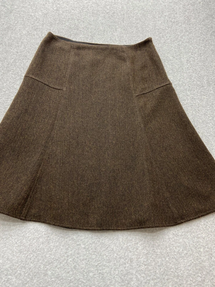 Falda Sundance Mujer Mediana 8 Marrón Mezcla Lana Espiga Tweed Ropa de Trabajo Preparación Foto 2 de 4
