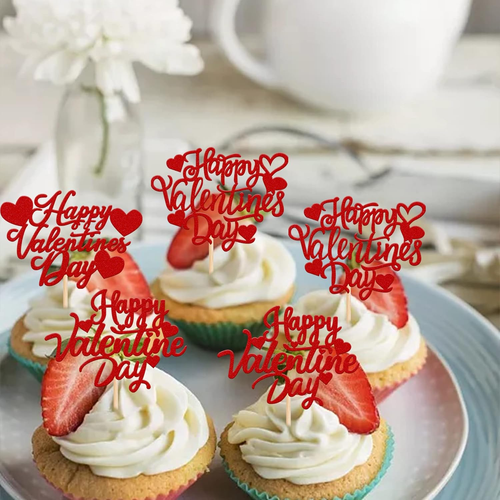 30 Pack Happy Valentine'S Day Cupcake Toppers Glitter Love Heart Cupcake Picks f - Picture 4 of 12