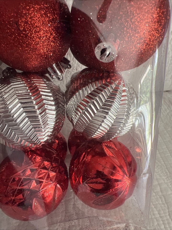 68 Count Shatterproof Ornaments In Red & Silver eBay
