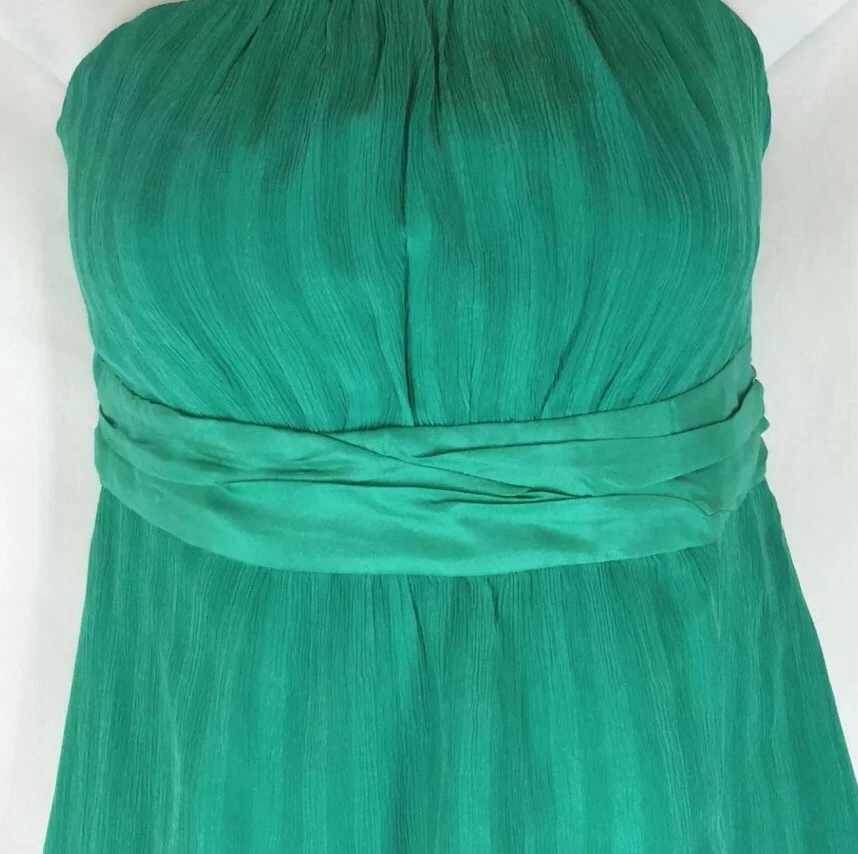 Vestido de cóctel MOULINETTE SOEURS ANTHROPOLOGIE verde 100 % seda sin tirantes 0 Foto 2 de 4