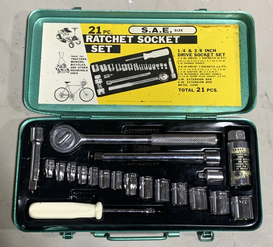 K-Mart Homeowners 21-pc SAE 1/4 & 3/8 Inch Drive Socket Set - Image 2 of 4