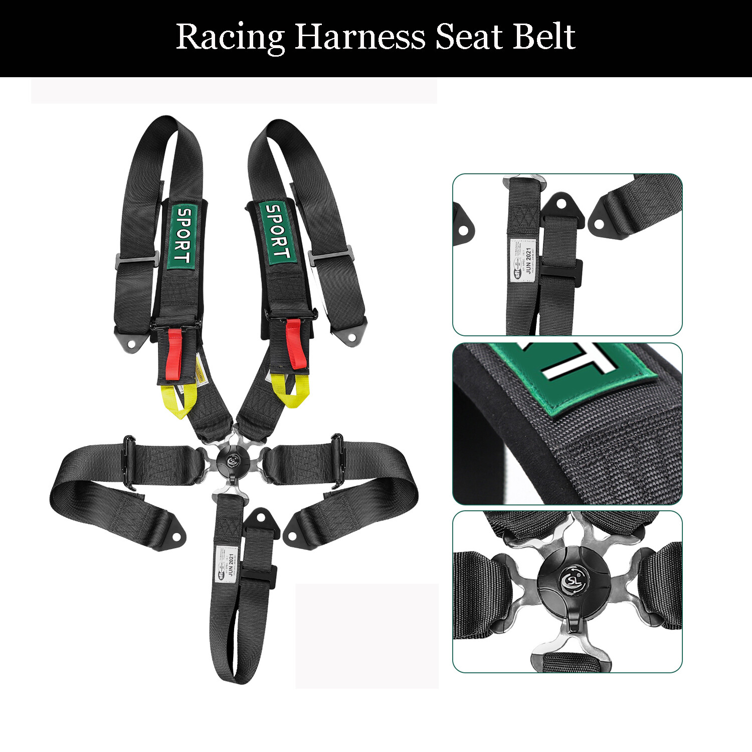 3'' 5 Point Safety Seat Belt Cam-Lock Buckle Racing Harness For GO Kart ATV UTV