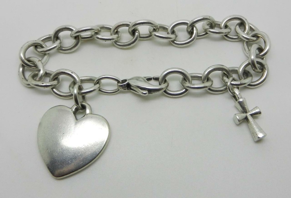 JAMES AVERY STERLING SILVER CLASSIC CABLE CHARM BRACELET 2-CHARMS