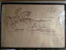 tableau corrida Scéne de Cheval et Taureau