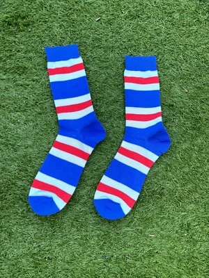 Glasgow Rangers Pair Adults Novelty Red/blue /white Socks Size 7-12 Brand New
