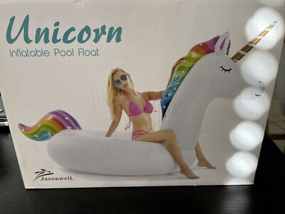 Jasonwell Giant Inflatable Unicorn Float Huge Party Ride On Raft for Pool or Lak