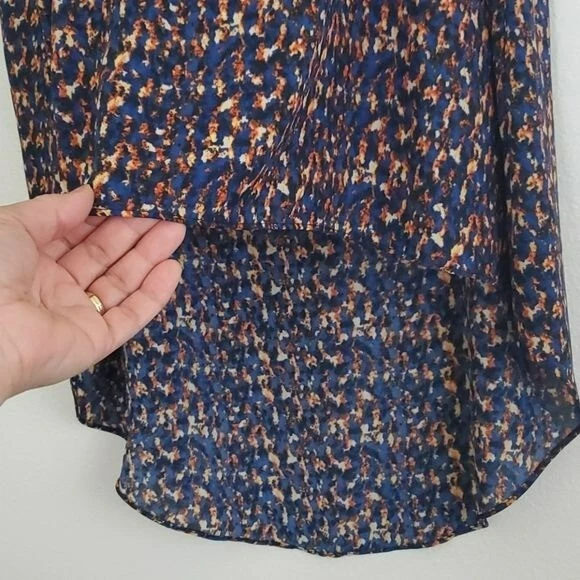 Top soprano alto bajo, azul, naranja, negro, estampado crema sin mangas S Foto 2 de 4