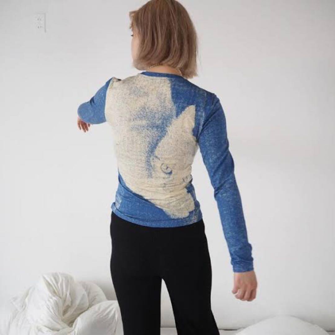 paloma wool flovi top cat print ladies casual long sleeves blue