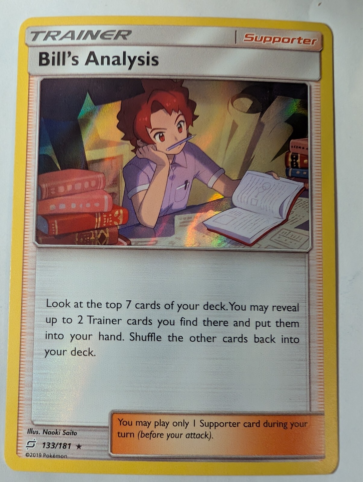 Bill's Analysis 133/181 - Sun & Moon - Team Up Pokemon Holo Foil Rare Nice!